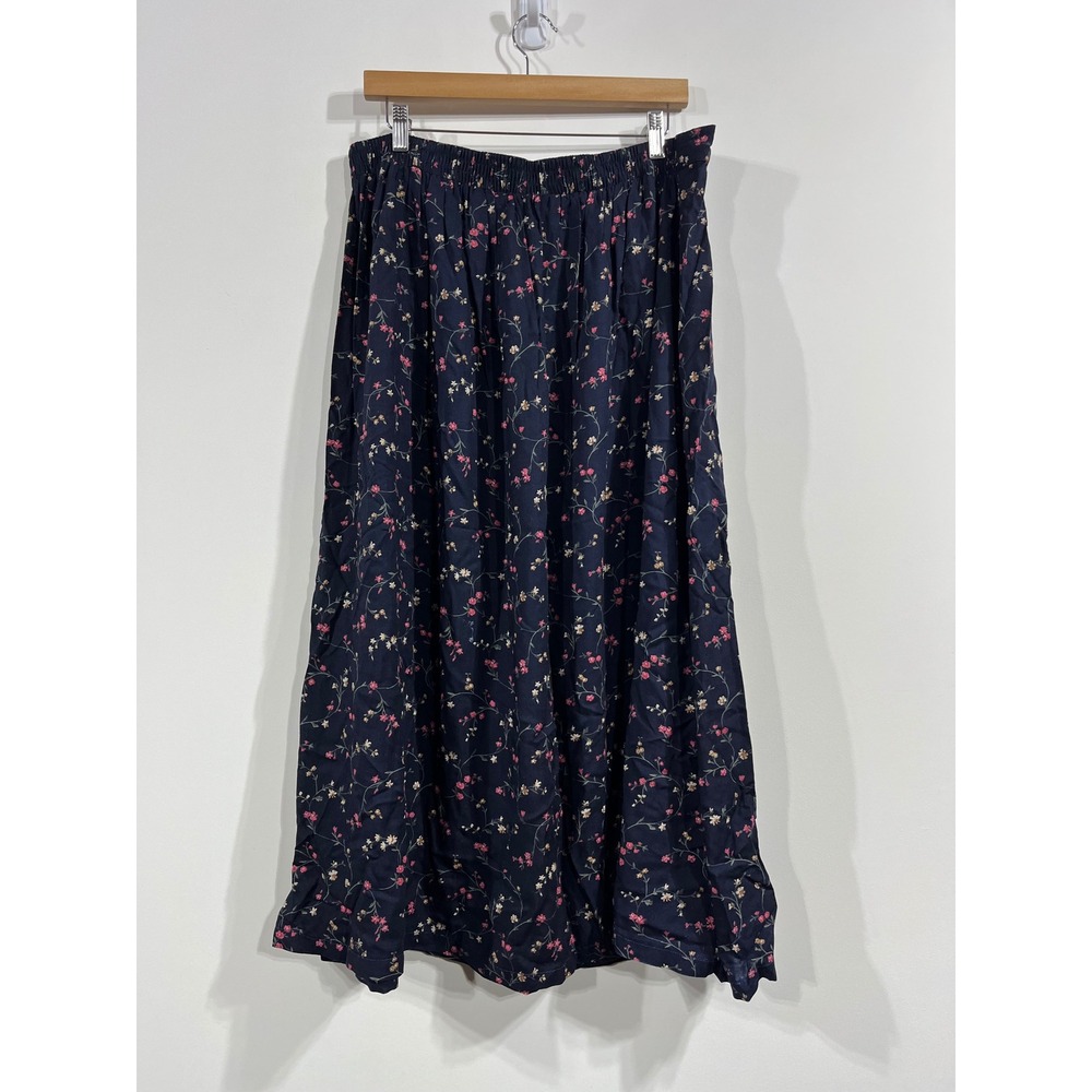 Maggie Lawrence Vintage Dark Floral Maxi Skirt Cottagecore Womens 18 20 Romantic - Picture 4 of 9